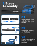LUXTER Cordless Leaf Blower 320 CFM & 120 MPH Brushless Electric Leaf Blowers 2-Levels Variable Speed with 2 X 4.0Ah Battery and Fast Charger Included