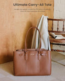 LOVEVOOK Laptop Tote Bag for Women, 15.6 Inch Waterproof Leather Work Purse, Computer Briefcase Handbag with Zipper for Office Business, Teacher & Travel