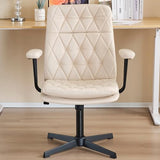HoeuThien Desk Chair Without Wheels Swivel Tilt Home Office Chair with Criss Cross Legs Solid Accent Armchair Cream White