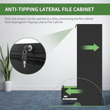 VIYET Lateral File Cabinet w5 Drawer Metal Filing Cabinets, Home Office Storage Cabinet for Hanging Files Letterith Lock,5 Drawer Metal Filing Cabinets, Home Office Storage Cabinet for Hanging Files Letter/Legal/F4/A4 (Black)