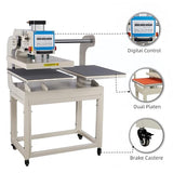 PUQEOAO Heat Press 16x24 Machine: Pneumatic Dual Platen Heat Press with Portability Stand & Up-Sliding Function - Large Format