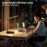 shinelife LED Desk Lamp for Office Home, Bright Desk Light with USB Charging Port, Adjustable Dimmable Desk Lamps 5 Modes, Black