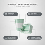 Collapsible Car Trash Can with Lid, 1.06 Gallon Foldable Auto Garbage Bin for Cup Holder