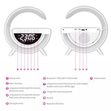ZFMF Wireless Charging Table Lamp, Multifunctional Bluetooth Speaker & Alarm Clock - LED Bedside Desk Lamp Night Light (White)