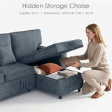 Dreamzie 89'' L Shaped Sectional Sleeper Sofa with Flip-Down Center Console & Charging Ports