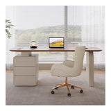 zhongxlla Standing Desk, Modern Study Writing Desk, Home Office with 3 Storage Drawers