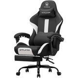 LUCKRACER Big and Tall Gaming Chair, 350Lbs Heavy Duty Office Chairs High Back Computer Chairs with Foot Rest Wide Cushion Lumbar Support Desk Chair Comfy for Adults Breathable Fabric, Light-Black