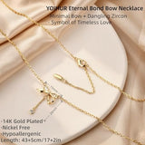 YOIHUR Gold Necklace for Women, Heart Necklace, Gift & Bow Pendant Necklace, Dainty Cubic Zirconia Choker Necklaces, Jewelry for Women,Ideal Gifts for Girlfriend, Wife and Mother（Eternal Bond）