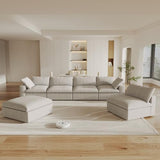 Modular Sectional Sofa Couches for Living Room,160inch Linen Cloud Couch with Storage Ottoman
