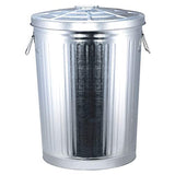 This 35L Kitchen Trash Can with Lip - Round Galvanized Recycling Bin for Patios Bathrooms & Par - Waste Bin