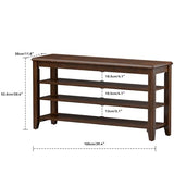 Taitiy Shoe Bench Storage Rubberwood, Entryway Bench with 3-Tiers Height Adjustable, Shoe Rack Front Door Entrance Organizer for Hallway Living Room, Mudrooms, Walnut,39.4"