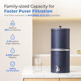 Waterdrop 2.25G Gravity Water Filter System, NSF/ANSI 42&372 Standard, Stainless Steel System with 2 Carbon Filters, Reduces 99% of Lead and Chlorine for Home, Camping, Emergencies, King Tank, Blue