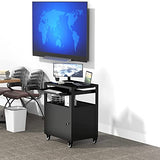AV Cart with Keyboard Tary and Locking Cabinet Laptop Cart on Wheels Utility Carts and Pullout Tray