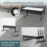 47.2in Folding Conference Table, Modular Meeting Table with Wheels 2Pack