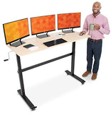 55 Inch Standing Desk with Detachable Wheels | Crank Height Adjustable Sit to Stand  (Maple) Stand Steady