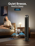 DREO Smart Tower Fan for Bedroom, 90° Oscillating 40" Standing Fan, 26ft/s High-Speed 5 Speeds 4 Modes, Quiet Room Floor Fans, Touch/Remote/APP & Voice Control, Work with Alexa, 12H Timer, Silver
