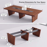 Conference Table, 142" L x 56" W x 30" H Large Meeting Table for 10 People, Wooden Training Table