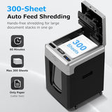 BONSEN 300-Sheet Auto Feed Paper Shredder, P-5 High Security Heavy Duty Shredders for Office Use, 60 Minutes Non-Stop Micro Cut Shredding
