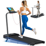 Foldable Treadmill with 10% Incline, 4 in 1 Compact Walking Pad Treadmill with Handle Bar for Home Small Spaces, 3.0HP Portable Quiet