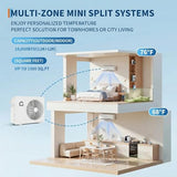 28000 BTU 2 Zone Mini Split Heat Pump, 20 SEER2 12000+12000 BTU Ductless AC with WiFi Alexa, App Control for Bedroom Living Room Garage Office