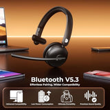 Single-Ear Wireless Headset & USB Dongle, Fit for PC/Laptop/Teams/Call Center