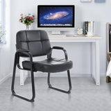 Set of 2 Big & Tall 400 lbs Waiting Room Guest Chair, Leather Office Reception Chair No Wheels with Backrest