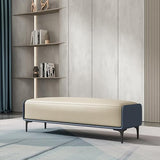 Upholstered Pu Leather Accent Bench, Waiting Room Bench Seating with Metal Leg