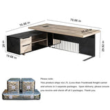 70.86 Inch Large Executive Desk with Drawers Cabinet, L Shaped Office Desk
