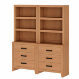 WAMPAT 74" Tall BookBookshelf, Large Farmhouse Bookcase with 3 Drawers Set of 2