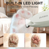 PUKACO Upgraded Mini Dog Paw Trimmer with LED Light, Low Noise Small Pet Hair Trimmer 18mm Wide Curved Blade, 35dB Cordless Waterproof Pet Paw Grooming Clippers for Dogs, Cats, Paws, Ears, Face, Rump