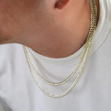Nuragold 10K Real Yellow Gold Cuban Curb Solid Italian Link Chain Necklace