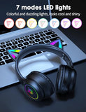 Cat Ear Bluetooth Headphones for Kids & Adults, 55H Play Time, Wireless Foldable & Wired Multi-Function LED Light Up Over Ear