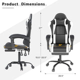 OS MOTOR Gaming Chair with Headrest and Lumbar Support, Ergonomic High Back Office Chair (White)
