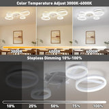 Glimchase 5-Ring LED Dimmable Modern Ceiling Light Fixture, 58W 3000K-6000K Flush Mount Ceiling Lamp with Remote for Living Room, Bedroom, Dining Room, Kitchen (White)