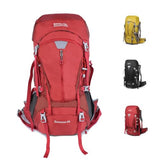 MIVENTO 50L Hiking Backpack - Water-Resistant Nylon Bag with Flap Top, Camping Travel Backpack for Men Women (Red)