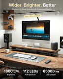 ONEMIX 42" LED Desk Lamp with Clamp, Architect Desk Light with Remote, Adjustable 4-Segment Bar, 1800LM Bright (Black)