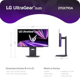 LG 27GX790A-B 27-inch Ultragear OLED Gaming Monitor QHD 1440p 480Hz, 0.03ms