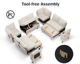 Vipbear 111" Modular Sectional Sleeper Sofa with Pull Out Bed, 8 Seat Chenille U Shaped Couch with USB Ports|Cup Holders|Side Table
