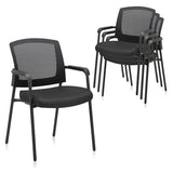 Office Reception Guest Chair Mesh Back Stacking with Ergonomic Lumbar Support and Thickened Seat