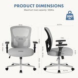 DUMOS Big and Tall Office Desk Chair with Lumbar Support, 500lbs Heavy Duty