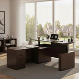 66.93'' L Shaped Executive Standing Desk with Pre-Assembled Frame & Lockable Cabinets