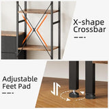 Triple Bookshelf with 3 Fabric Drawers, 4-Tier Book Shelf and 10 Display Shelves