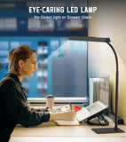 Kaulsoue LED Desk Lamp for Home Office with Base, Eye-Caring Architect Task Light with Adjustable Gooseneck 12W USB Adapter, Craft