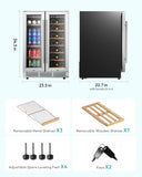 EUHOMY Wine and Beverage Refrigerator, 24 Inch Dual Zone Wine Cooler