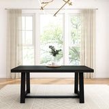 Plank+Beam 72 Inch Farmhouse Dining Table, Solid Wood Rustic Kitchen Table, Large Wooden Rectangular Dinner Table for Dining Room, Black