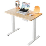 32" Small Electric Standing Desk Adjustable Height, 4 Memory Height Settings, Sit Stand Up Desk, Light-Walnut