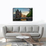 Aosarocc Amburg, Germany Canvas Art Print Skyline Night View Poster, Colorful City Center, Modern Office Wall Decoration 18x12inch(45x30cm) Unframe-style