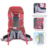 MIVENTO 50L Hiking Backpack - Water-Resistant Nylon Bag with Flap Top, Camping Travel Backpack for Men Women (Red)