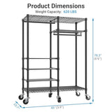 VIPEK R4C Rolling Garment Rack 6 Tiers Adjustable Heavy Duty Wire Shelving Portable Clothes Rack with Lockable Wheels, Max Load 620lbs
