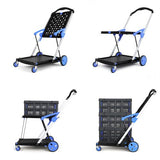 Collapsible Shopping Cart with Wheels, 2 Storage Crates & 1 Storage Bag, 200 lbs Capacity Multi Use Functional Grocery Cart